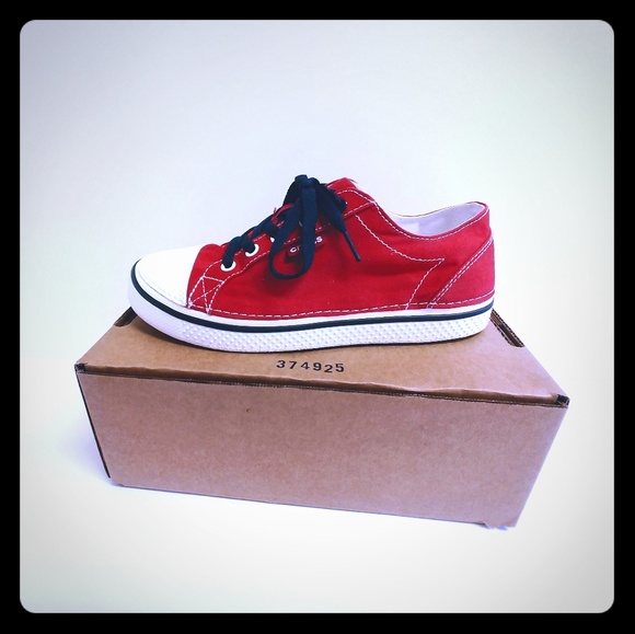 Crocs Red Canvas lace-up sneaker 4 M - Picture 1 of 8